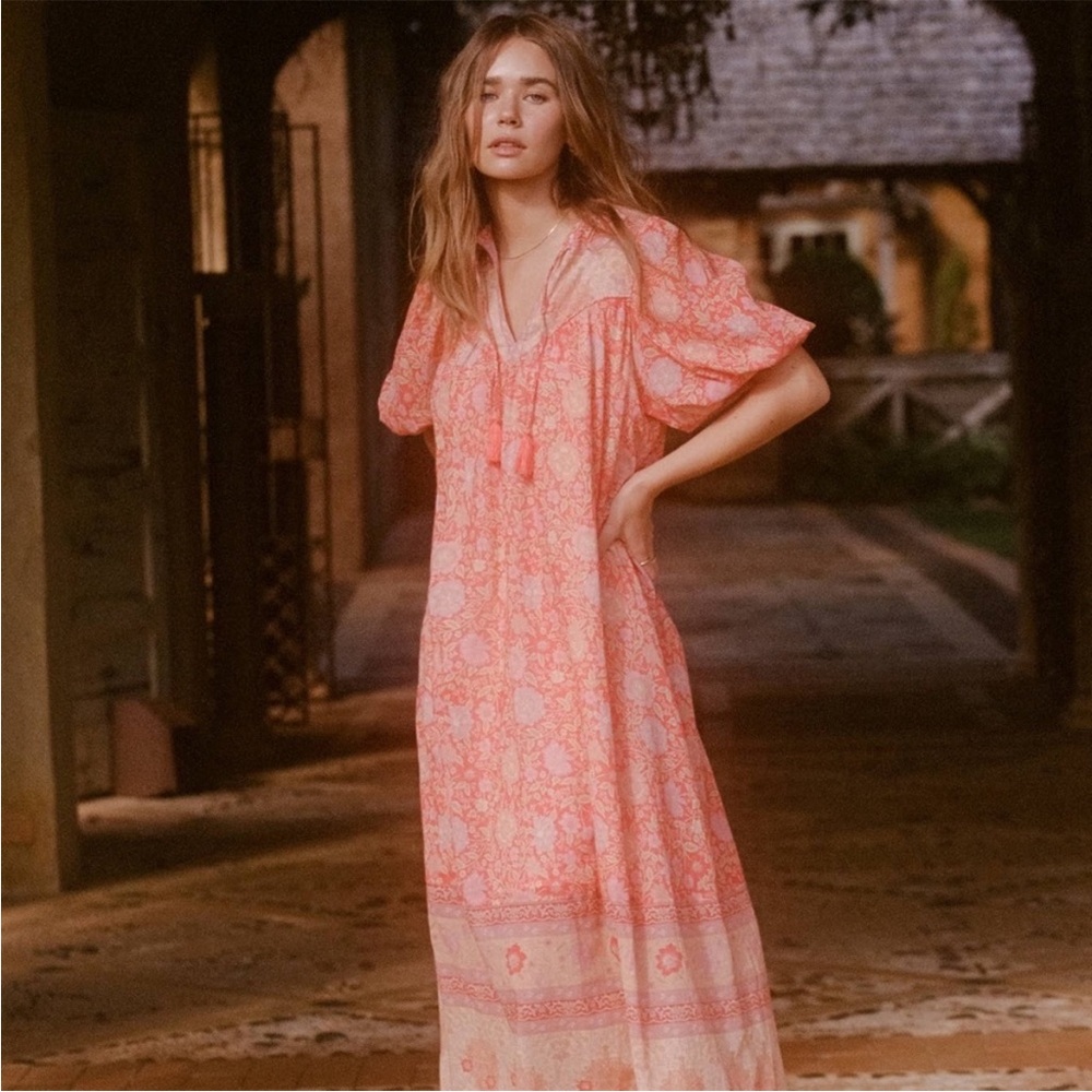 Spell & the Gypsy Love Story Short Sleeve Boho Dress Red Coral